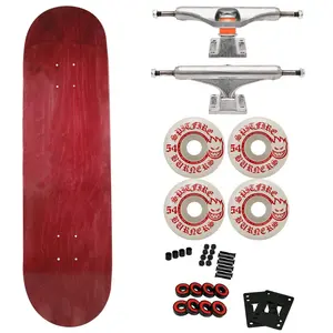 Moose Canadian Maple Skateboard Red 8.5" with Independent Trucks, Spitfire Wheels