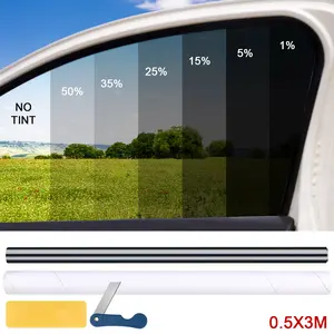 Premium Car Window Tint Film Roll (20"x10') - 99% UV Block Privacy Sun Shade with Free DIY Tools, Anti-Scratch Auto Window Tint (1%-50% VLT) Black Uncut Window Sunshade Back Window Tint Kit Universal Foldable Anti-UV Model Y Tint Kit carbon