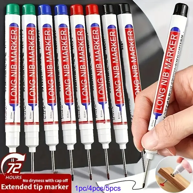 Waterproof Long Marker Pens, Art Markers, Deep Hole Quick-Dry 20mm Long Tip Pen, Suitable for Wood Metal Plastic Paperboard, Art Marking DIY Craft Tool