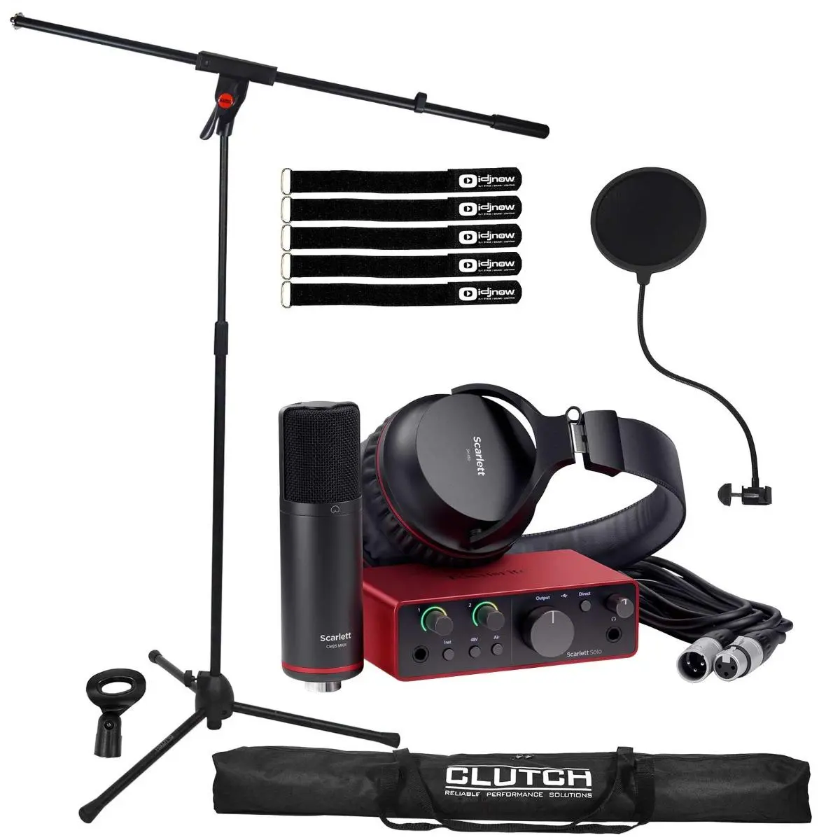 Focusrite Scarlett Solo Studio 4th Gen 2-in 2-out USB Audio Interface with Boom Stand & Pop Filter Package