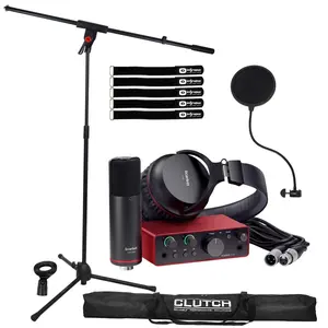 Focusrite Scarlett Solo Studio 4th Gen 2-in 2-out USB Audio Interface with Boom Stand & Pop Filter Package