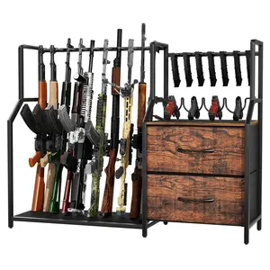 Floor Gun Rack | Holds 10 Rifles & 4 Handguns | 4-in-1 Storage with Drawers | Easy Assembly | Perfect Display for Gun Lovers