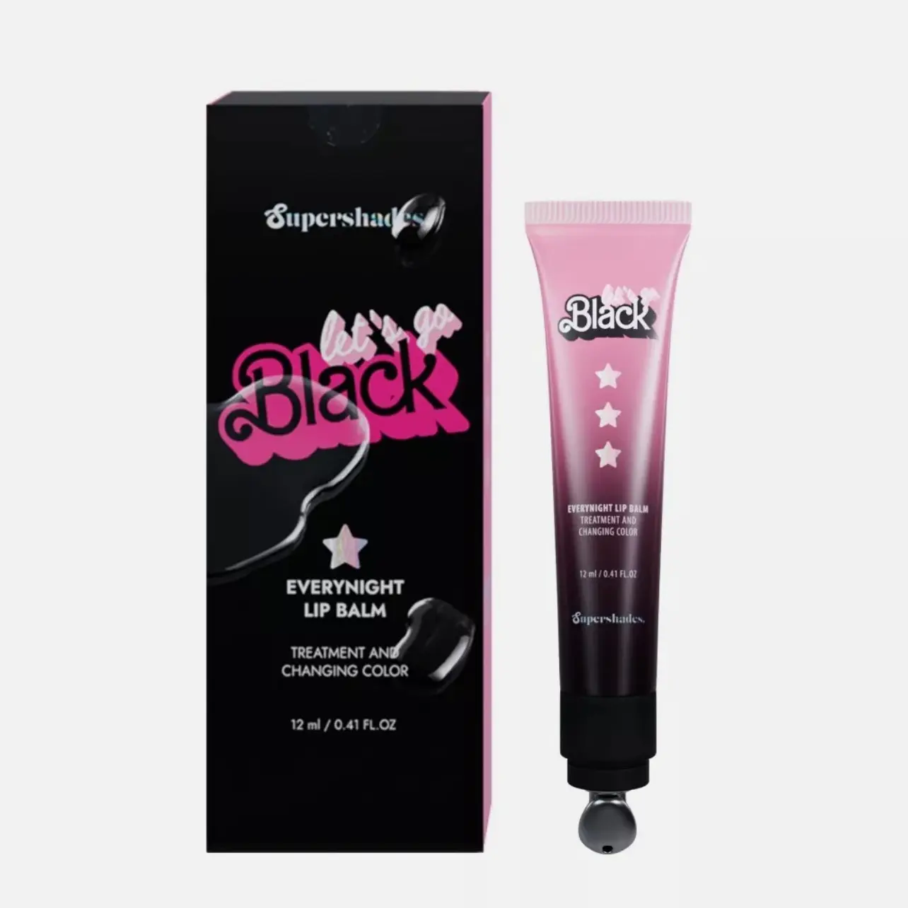supershades Let's Go Black Moisturizing Lip Balm, Color-Changing Gloss with a Soft Red Tint for All Skin Types, 12ml (0.4oz), Cosmetic, Lip Care, Flawless, Glossy Lips