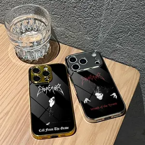 PIKPAKA E-EMPERORS Cool Heavy Metal Rock Phone Case For IPhone 17 16 15 14 13 12 Pro Max Plus Electroplated Metal Bumper Case Slim Tempered Glass Back Advanced Materials Shockproof Anti-Scratch Luxury Case Fashion Durable Stylish
