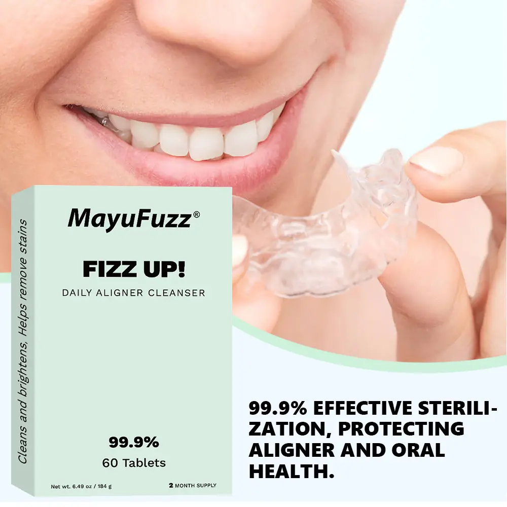 Daily Orthodontic Aligner Cleaner | Deep cleaning and brightening, breaks down stubborn stains, removes dental plaque, delivers long-lasting fresh breath, keeps aligners clean and translucent. 60 tablets per box