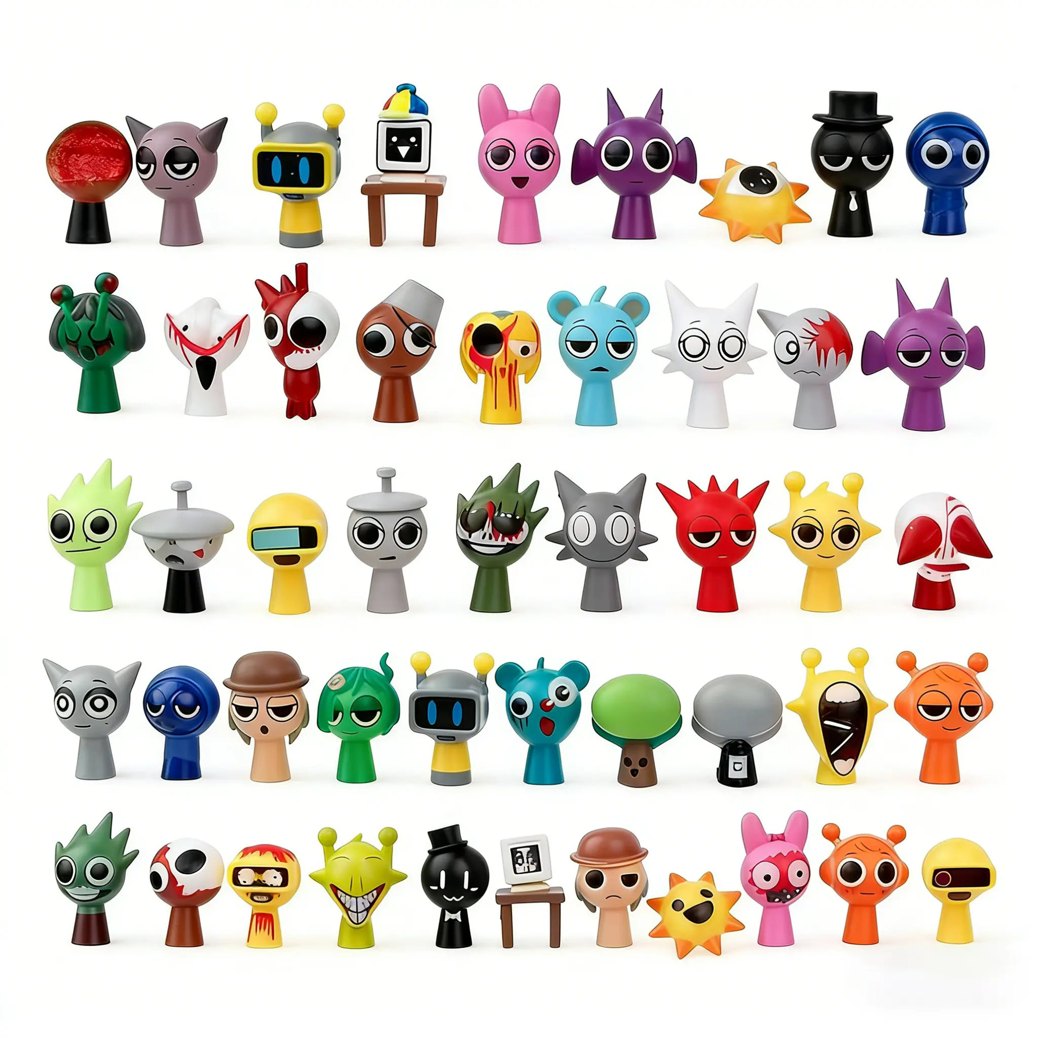 Sprunki Mega Collection 48-Piece Figure Set, Phase 1 & Phase 3 Music Game Character Figurines for Desk, Car & Collector Display