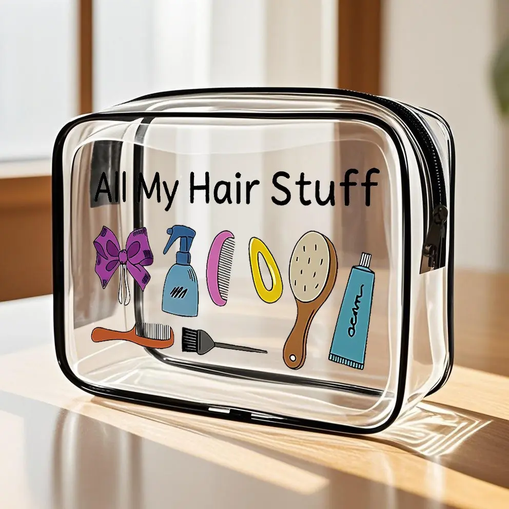 Fun Print Transparent Storage Bag, Transparent Vanity Bag, PVC Waterproof Large Capacity, Cosmetics Organizer, Travel Cosmetic Bags, Makeup Bags, Makeup Pouch, Toiletries, Medicines, Brushes, Home & Travel Use