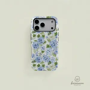 Blue Hydrangea Girly Aesthetic Summer Spring Flowers Fashion Cute 2 in 1 Phone Case with Durable, Shock Absorbing and Stylish Design. Compatible with Iphone 11, 12, 13, 14, 15 16 17 Pro Max and Pro Plus Series A creatively designed new phone case, perfec