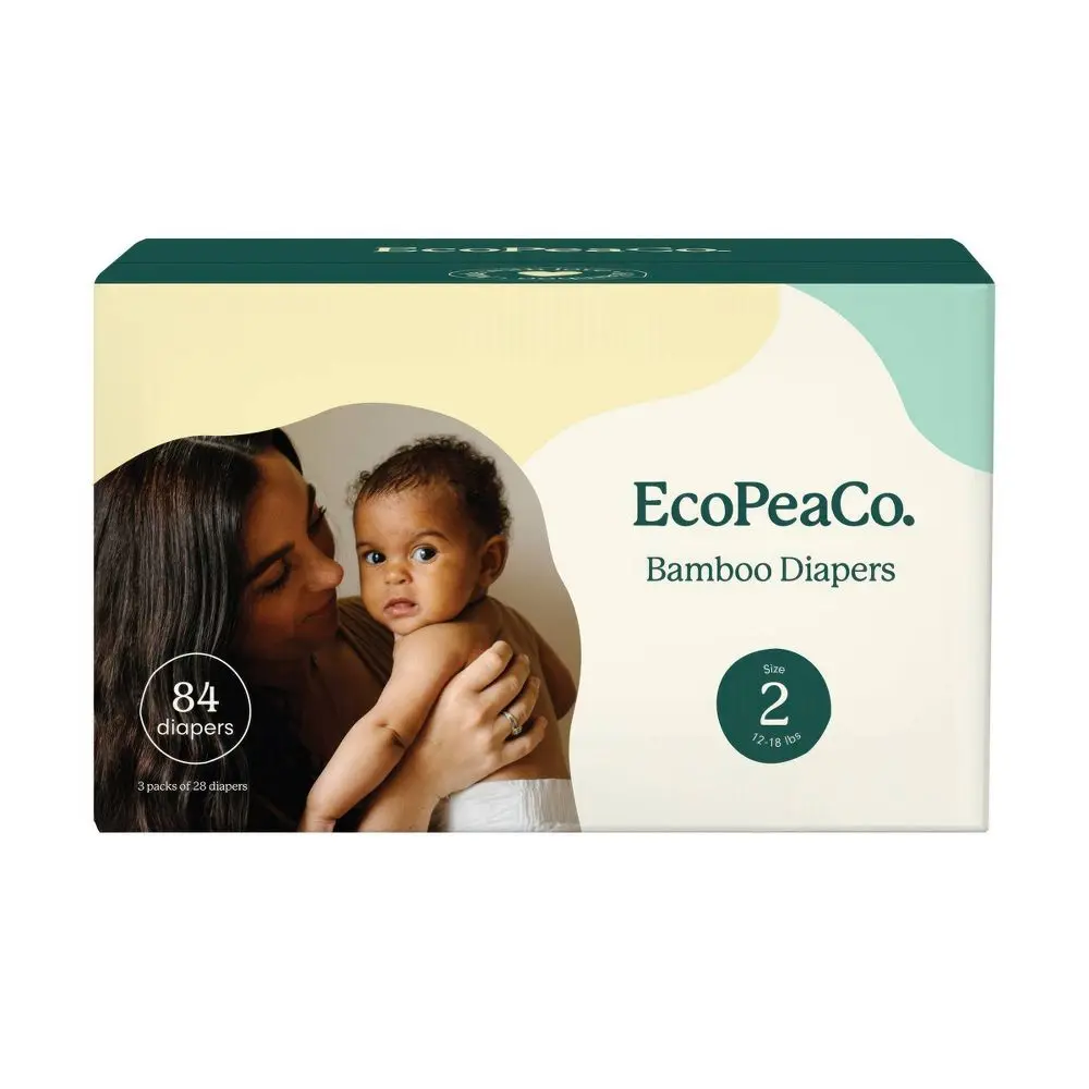 EcoPeaCo Bamboo Diapers for Sensitive Skin - Size 2 - 84ct