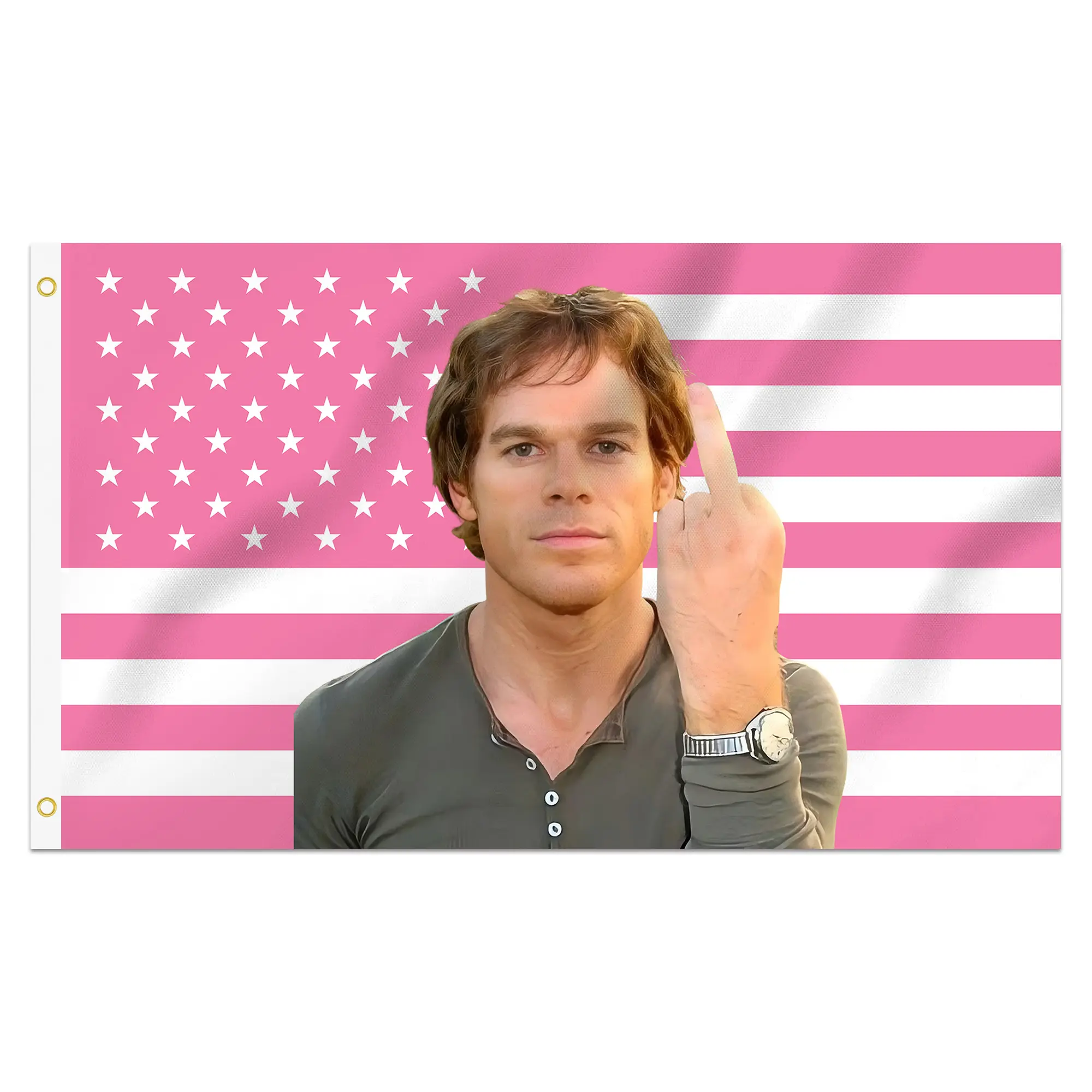 Dexter Morgan Pink Decorative Fan Art Tapestry - Double Stitched, Brass Grommets, Lightweight Wall Decoration, Artwork, Room Art for Bedroom, Outdoors (Ideal Gift for Students), Smooth