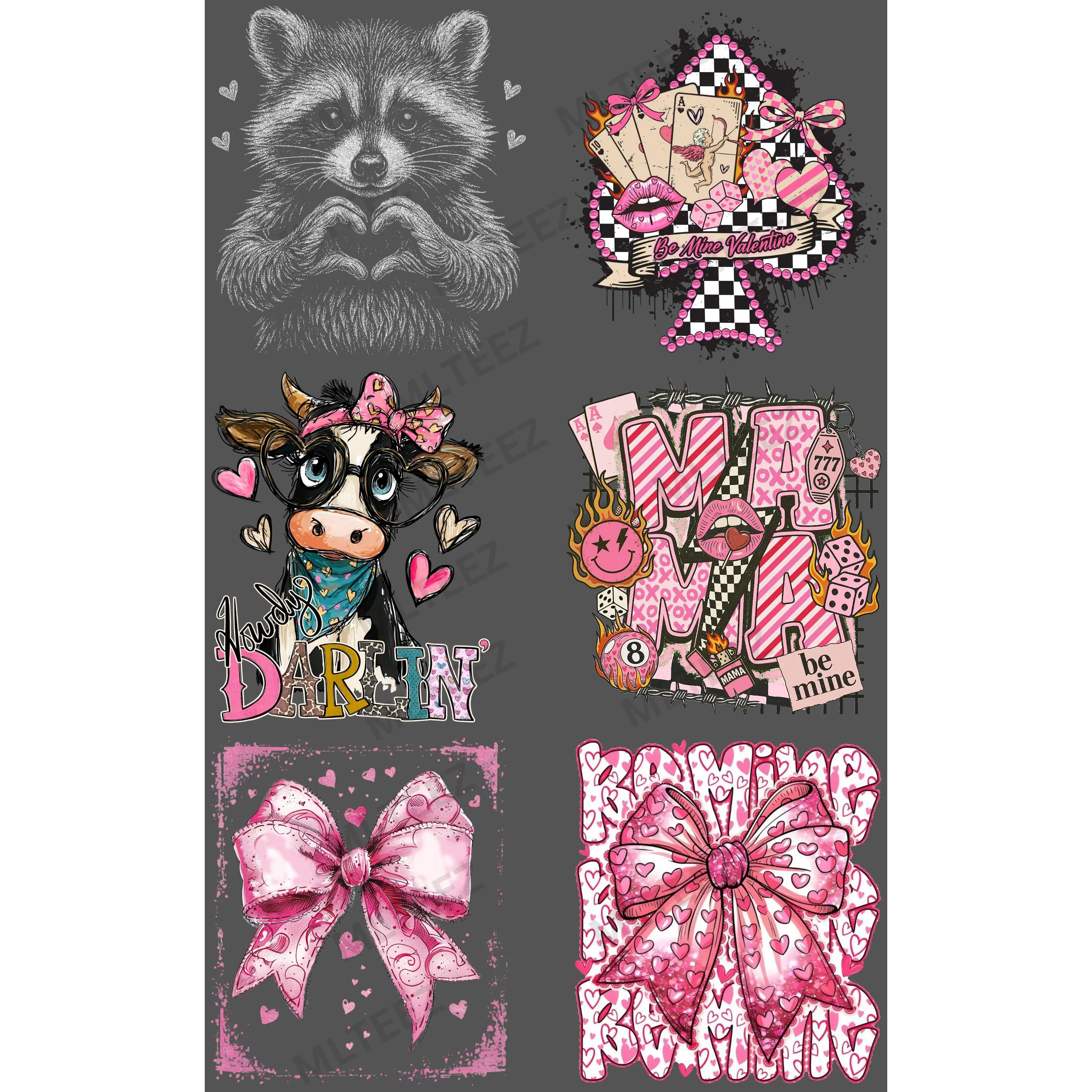 VALENTINE'S DAY (7) PREMADE GANGSHEET - 22X36 DTF TRANSFERS - DIRECT TO FILM