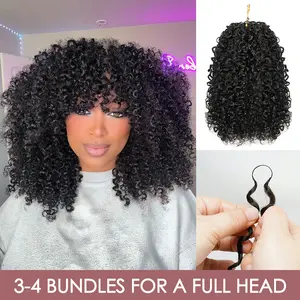 LWIGS Tight Curly Feather Crochet Hair Extension 100% Human Hair For Miracle Knots Boho Braids Pre-Separated 60 Strands/ Bundle