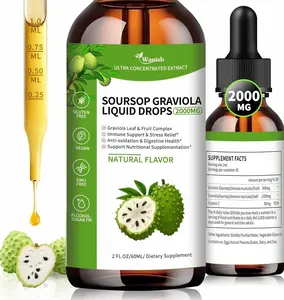 Wanish Organic Soursop Graviola Liquid Drop,Sour SOP Bitters Liquid for Cell Support & Regeneration, Immune Boost, Liver and Sleep, Herbal Goodness, Sugar/Gluten Free, Natural Flavor, 2 Fl Oz