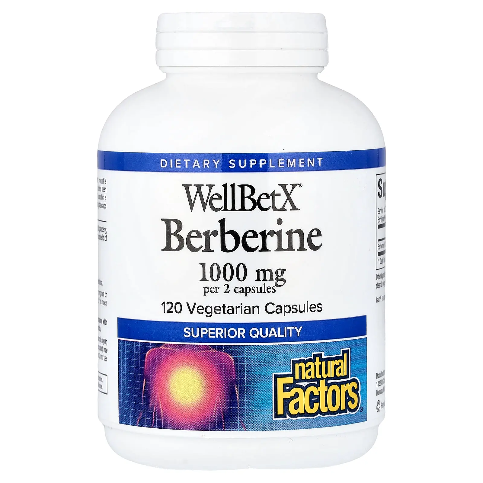 Natural Factors WellBetX®, Berberine, 120 Vegetarian Capsules (500 mg per Capsule) Natural Factors WellBetX®, Berberine, 120 Vegetarian Capsules (500 mg per Capsule)