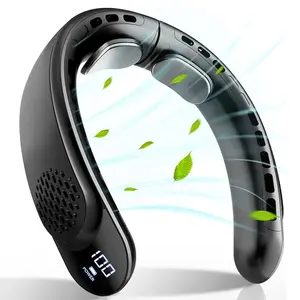 1pc Hanging Neck Fan, Neck Fan with Digital Display, Outdoor Summer Cooling Fan, Rechargeable 4000mAh Hanging Neck Fan with 3-Speed Wind Fan, Adjustable Speed Fan, Rechargeable Personal Fan, Rechargeable Wearable Fan, Wearable Cooling Fans