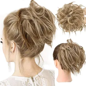 CHAOEE Tousled Updo Messy Bun Hair Piece Hair Extension Ponytail With Elastic Rubber Band Extensions Hairpiece Synthetic Hair Extensions Scrunchies Ponytail Hairpieces for Women Ponytailwig Hairextensions （1Pcs ,Light Brown Mix Natural Blonde）