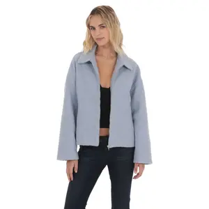 Sherpa Zip-Up Jacket in Light Blue