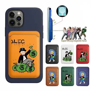 Magnetic White PU Leather MagSafe Wallet Case with TPU Protection, Luxury Dollar Monopoly Card Holder for iPhone 11-17, Smartphone Accessories