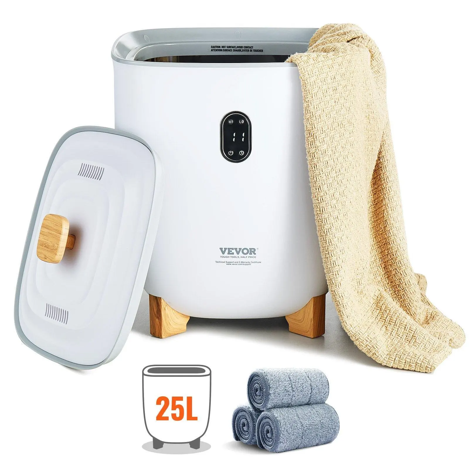 【Backtoschool】VEVOR Towel Warmer 25L,  Towel Warmer Bucket with 2 Heating Modes, 20/40/60/90 Min Auto Shut Off, Bottom Heating Columns, LED Screen, Large Towel Warmer for Bathroom, Spa, Bathrobe, Blanket & Pajama