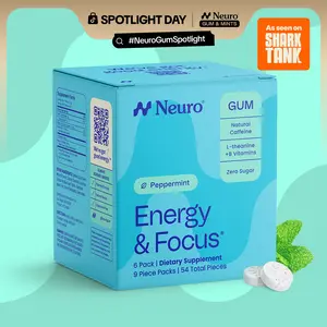 Neuro Energy Caffeine Gum/Mints for Energy & Focus - Sugar-Free with L theanine, Caffeine, Vitamin B12 & Vitamin B6 - Peppermint Flavor