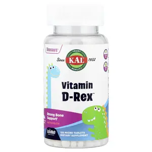 KAL Dinosaurs®, Vitamin D-Rex™, Watermelon, 15 mcg (600 IU), 120 Micro Tablets
