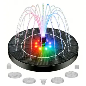 Solar Water Fountain 2026 Upgrade 3.5W with 8 Color LED Lights 7 Nozzles & 4 Fixed Rods for Garden Patio Pond Pool Fish Tank Outdoor Water Feature