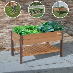 Miracle-Gro Eco-Friendly Fir Wood Raised Garden Bed & Planter - Powder-Coated Steel Brackets - Durable & Versatile for Herbs Vegetables Flowers - Compact Design for Backyard Patios & Decks