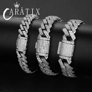 Miami Cuban Chain Bracelet – Pattern Flip Clasp Design, Synthetic Moissanite Retro Hip Hop Jewelry