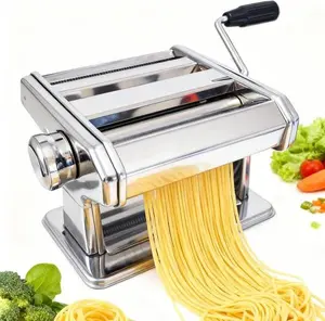 tainless Steel Manual Noodle Maker & Dumpling Wrapper Press - Hand-Cranked Pasta Machine for Homemade Ramen, Spaghetti, and Gyoza