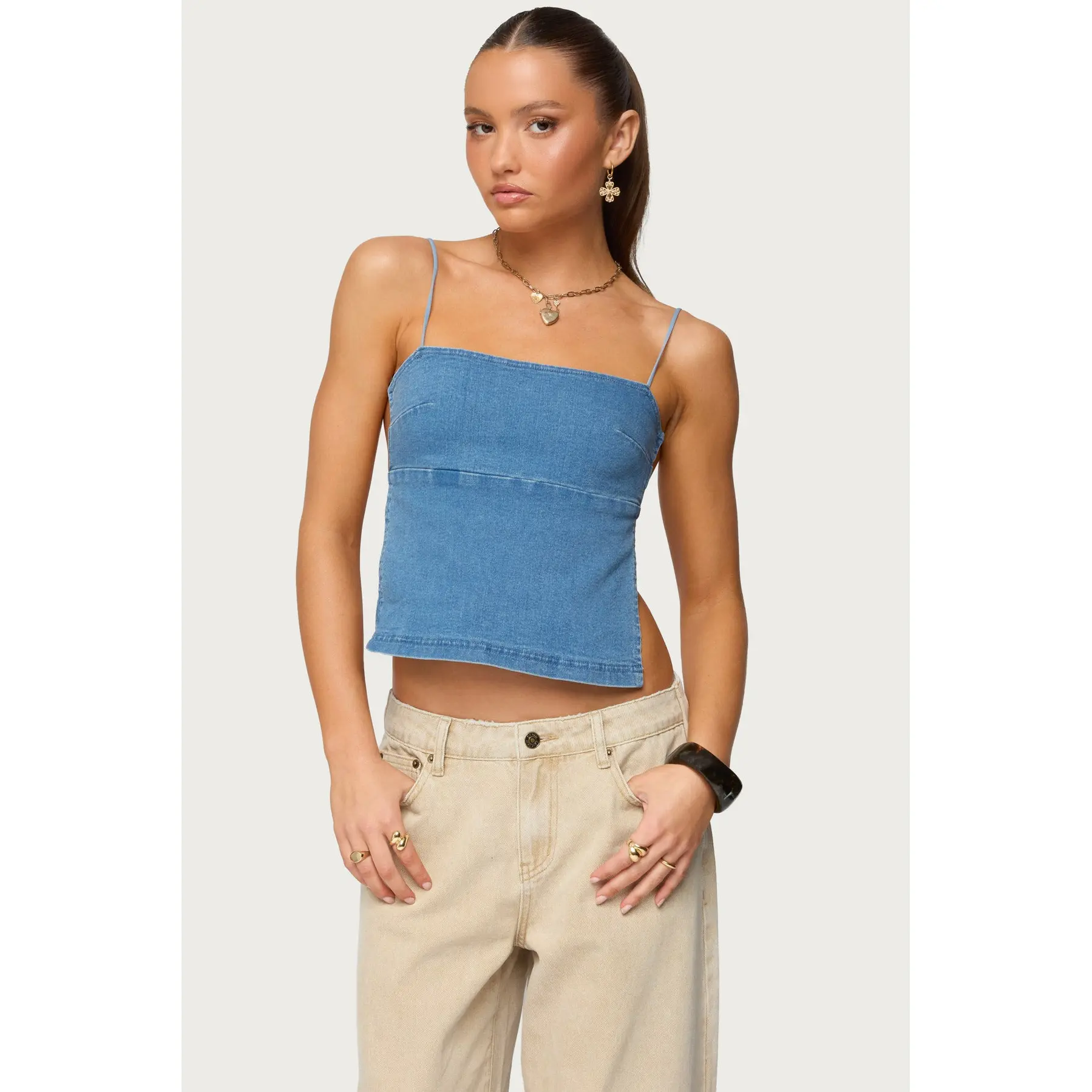 Conley Backless Denim Top