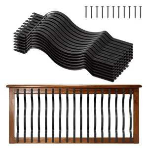 【SummerFinds】VEVOR 61 Pack Deck Balusters, 32.28 x 1 in Metal Railing Spindles, Galvanized Steel Decking Stair Balusters with Screws, Stylish Wavy Design for Outdoor Deck, Porch & Staircase Railing Fence, Black