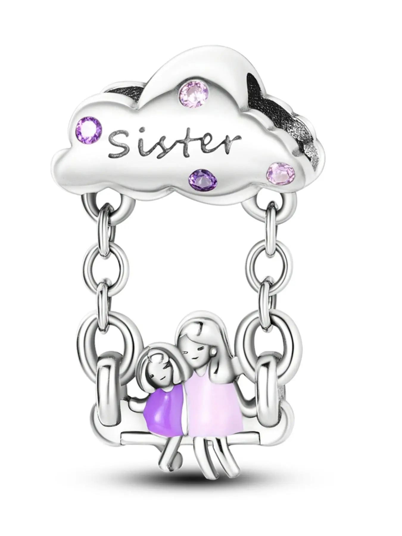 2024 New Style Rhinestone Decorated Sister Charm, Cute Swing Charm, Fashionable Charms for Bracelet & Necklace, Fashion Accessories for Women & Girl for Holiday Gift, Valentine's Day, Gift, Fashionable Jewelry, Jewelry Gifts