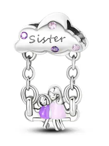 2024 New Style Rhinestone Decorated Sister Charm, Cute Swing Charm for Bracelet & Necklace, Fashion Accessories for Women & Girl for Holiday Gift, Valentine's Day, Gift, Fashionable Jewelry, Jewelry Gifts