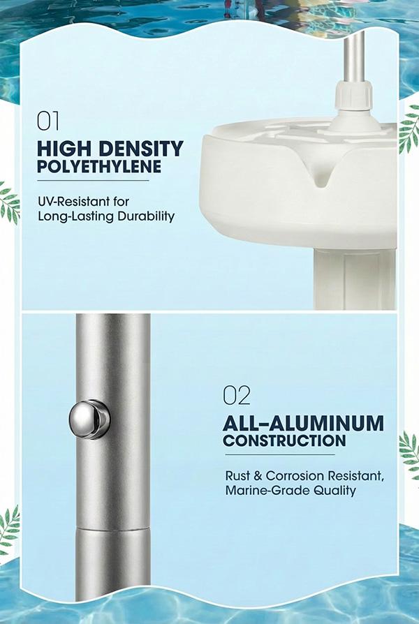 Floating Table Umbrella with Base and Cup Holder, Portable Pool Umbrella for Inside of Pool, Floating Poolside Shade Include Easy Carry Bag for Swimming Area, Lake House, Beach