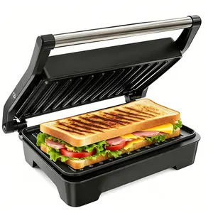 Electric Sandwich Maker, Electric Sandwich Toaster 850W Fast Heating Panini Grill Machine Non-Stick Plate Detachable Oil Tray Home Breakfast Maker,Household Kitchen Electric Grill Appliance press double-sided suste assmokeless hot dog cheese