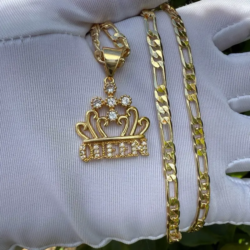 Necklace with Crown Pendant and Decorative Chain 20” Chain