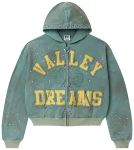 Valee Menswear Casual Hoodie, Dark Mint Zip-Up Sweatshirt, Men's Tops