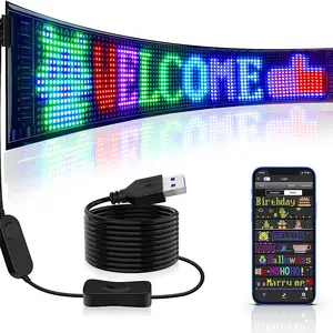 Flexible LED Pixel Screen, RGB Matrix Display, Scrolling Bright Advertisement Sign, USB 5v Car Sign with Bluetooth-compatible APP Control
