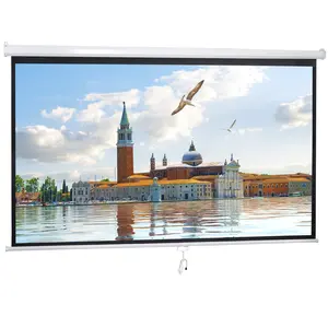 SuperDeal 100" Diagonal 16:9 Projection Projector Screen HD Manual Pull Down Home Theater Accessories Durable