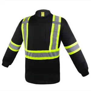 High Visibilty Black long sleeve safety shirt with 2" reflective strip (SEE DESCRIPTION FOR SIZE INFO)