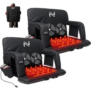 SLSY Heated Massage Stadium Seats, Bleacher Seat with Back & Arm Support, 3 Levels of Heat&Massage, 6 Reclining Positions Stadium Seating Bleacher Seats for Sports Events