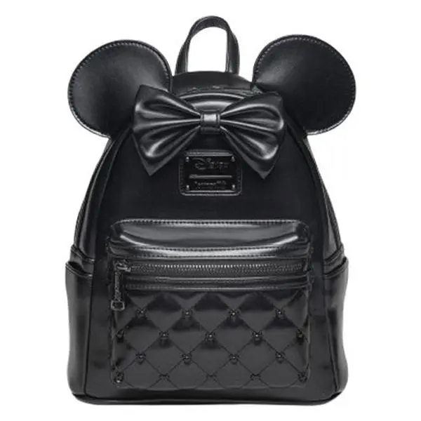Loungefly Women's Disney Minnie Mouse Classic Midnight Iridescent Studded Details Faux Leather Mini Backpack - Lightweight, 707 Street Exclusive, Collectibles, Casual Wear, Everyday Carry, Graphic Print, Adjustable Strap, Adults, Animal-Faced Character Ba