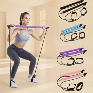 Pilates Bar Kit with Resistance Bands, Elastic Sport Band, Multifunctional Yoga Pilates Bar, Portable Home Gym Pilates Resistance Bar Kit for Women, Full-Body Workout Equipment, Fitness Equipment for Women & Men, Durable Elastic Bands