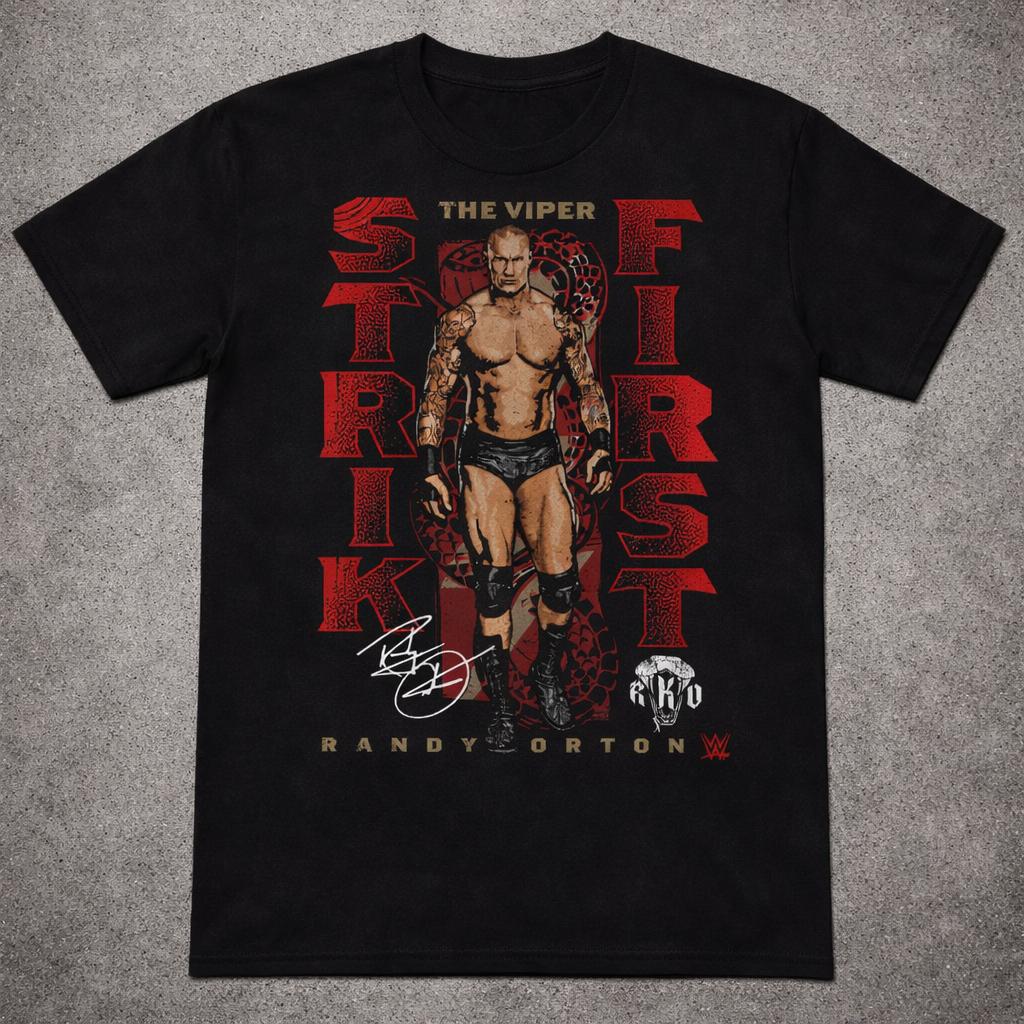 Randy Orton The Viper Strike First Graphic T-Shirt Black Unisex Wrestling Fan Tee, Vintage RKO Legend Shirt, Dark Aesthetic Streetwear, Gift for WWE Fan or Collector