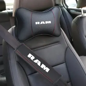 2Pcs Car Seat Belt Leather Safety Belt Shoulder Covers Interior For Dodge RAM 1500 2500 3500 2021 2020 2019 2018 2017 Car