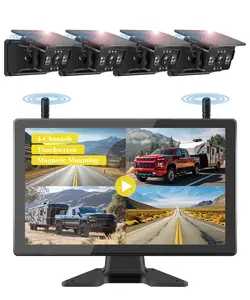 VEKOOTO VK101 4-Magnetic Digital Solar Wireless Backup Camera with 10.1'' Touchscreen Monitor, 15800mAh Rechargeable, Plug-Mount Metal Design, Waterproof, No Wiring, HD1080P Night Vision for Trucks, RVs