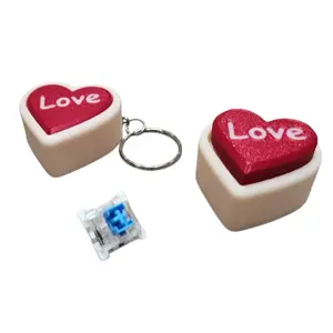 LOVE heart-shaped design stress-relieving button-clicking keychain, finger-pulling keychain toy, stress-relieving pendant, finger-pressing keychain toy, collectible hobby party supplies