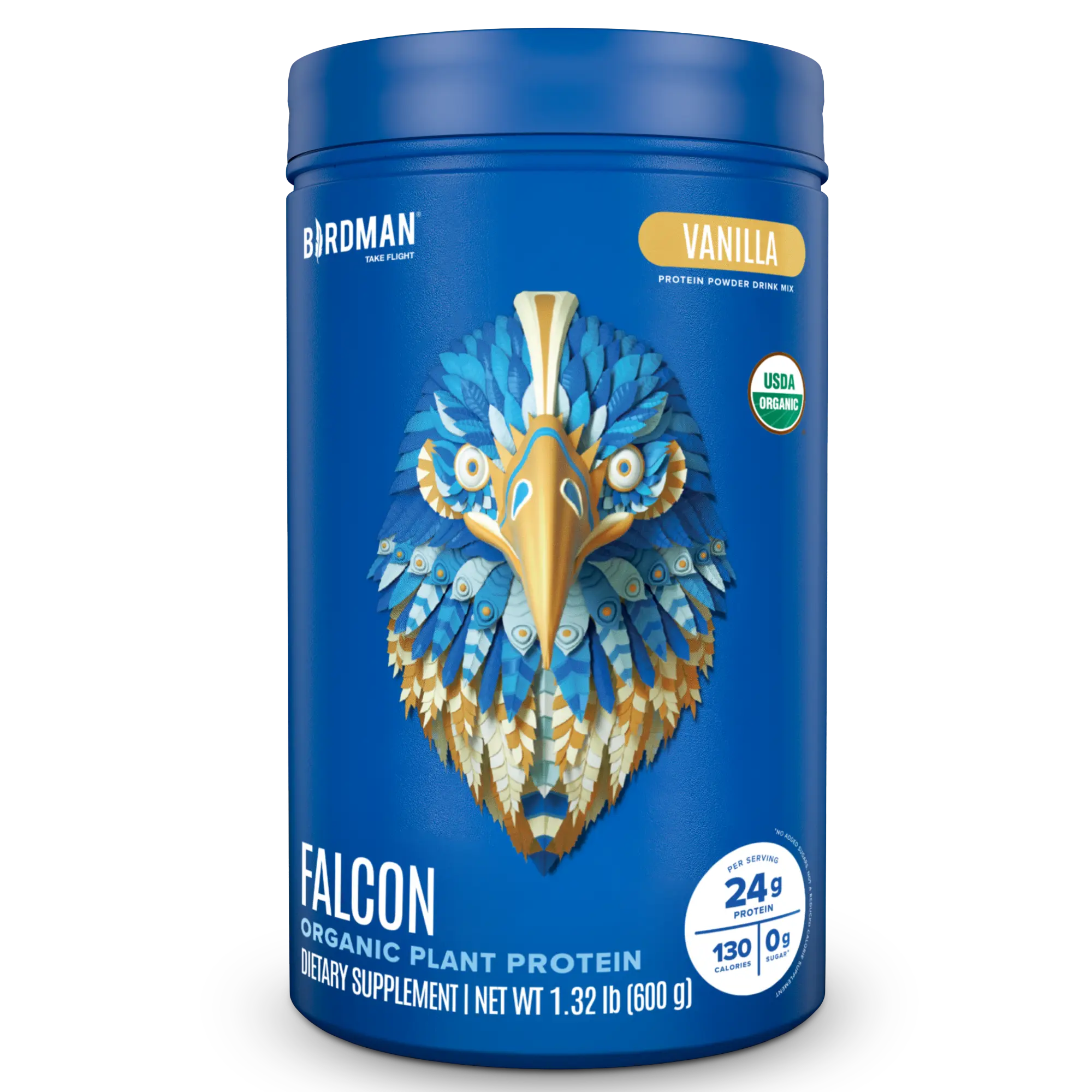 Falcon Protein Plant-Based Powder Vanilla Flavor 1.32lbs 23g Organic Pea Protein Vegan Dairy-Free Soy-Free Optimal Nutrition for Fitness Wellness, Protein Shake, Supplement