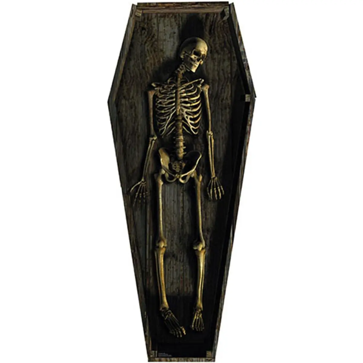Skeleton Casket Foldable Cardboard Standup - Whimsical Wall Decor, Graphic Home Supplies with Storage Functionality