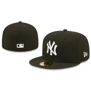 New Era New York Yankees Fitted Hat White NY Logo Flat Bill Cap
